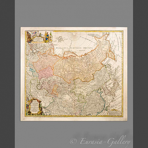 Антикварная карта XVIII века «Карта Российской империи 1734 год»